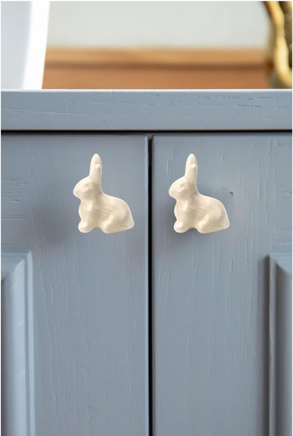 Perilla Home Set of 6 Ceramic Knobs for Cabinet & Drawers Decorative Vintage Knobs for Home Kitchen Cabinet Hardware Cupboard Glass Door Dresser Wardrobe and Drawer Pulls (Rabbit)
