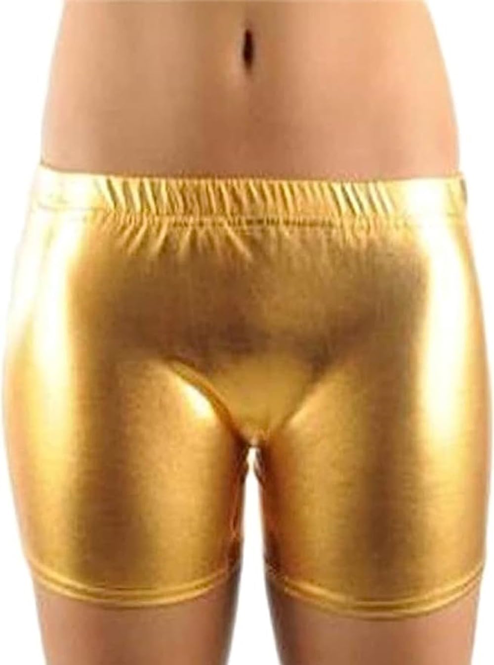 Women's Gold Metallic Hot Pants Shorts Shiny Stretch Rave Disco Clubwear Bottoms (As8, Regular, 2XL)