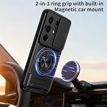 Compatible with Tecno Camon 50 Pro 4G Case Cover,Compatible with Tecno Camon 50 Pro 4G with Slide Camera Cover Phone Stand Protective Case Black