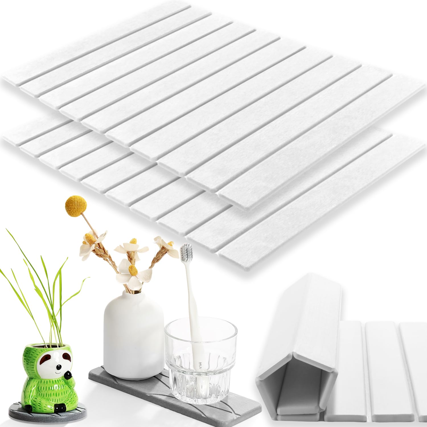 Alfombrilla de diatomeas para baño y cocina, pack de 2 placas secantes multiusos de 23x15" 1