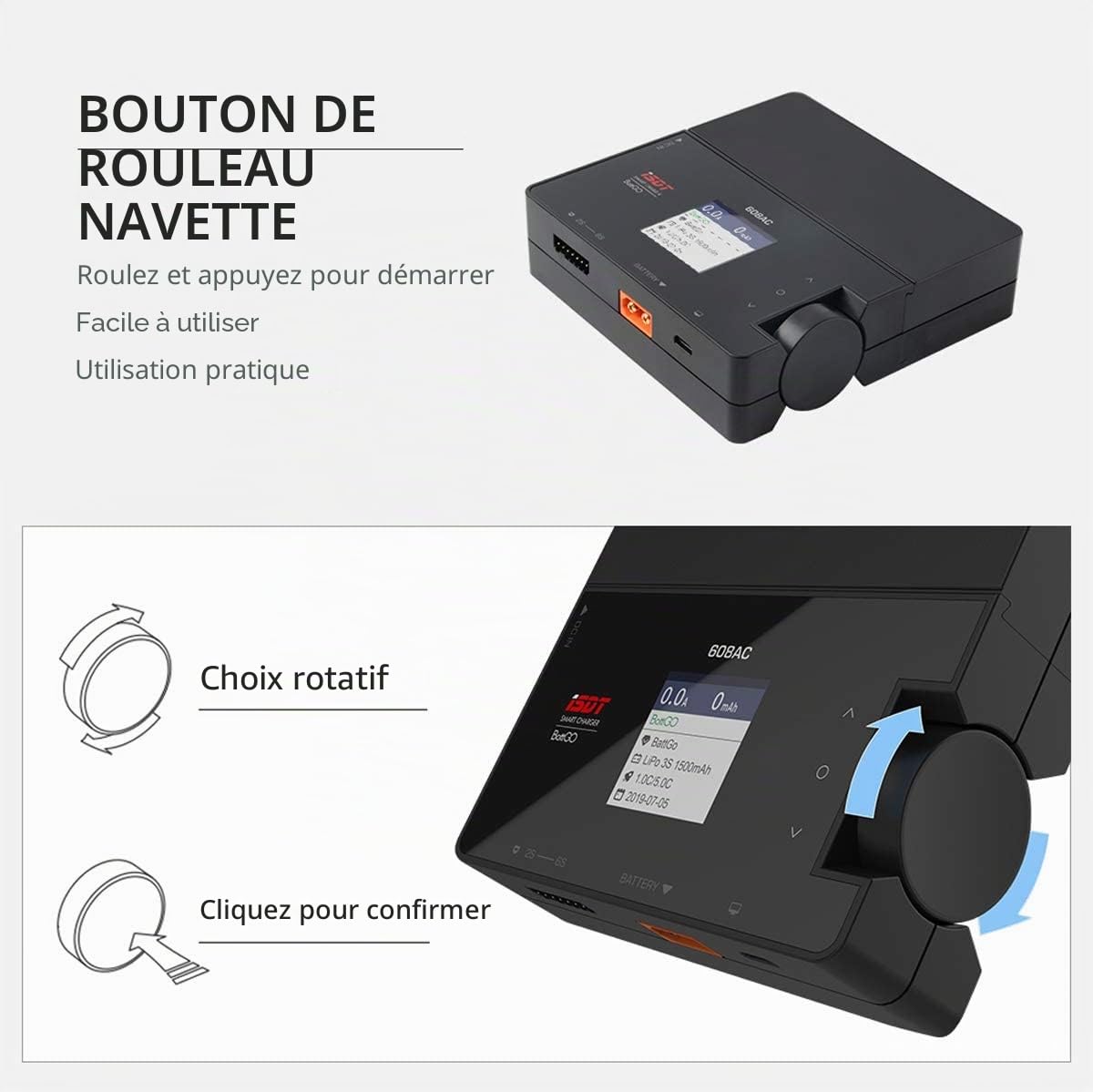 ISDT 608AC Lipo Batterie Balance Chargeur Déchargeur AC 60W DC 200W pour modèles RC 1-6S Li-ION Life NiCd NiMH LiHV PB Écran LCD numérique (EU Plug)
