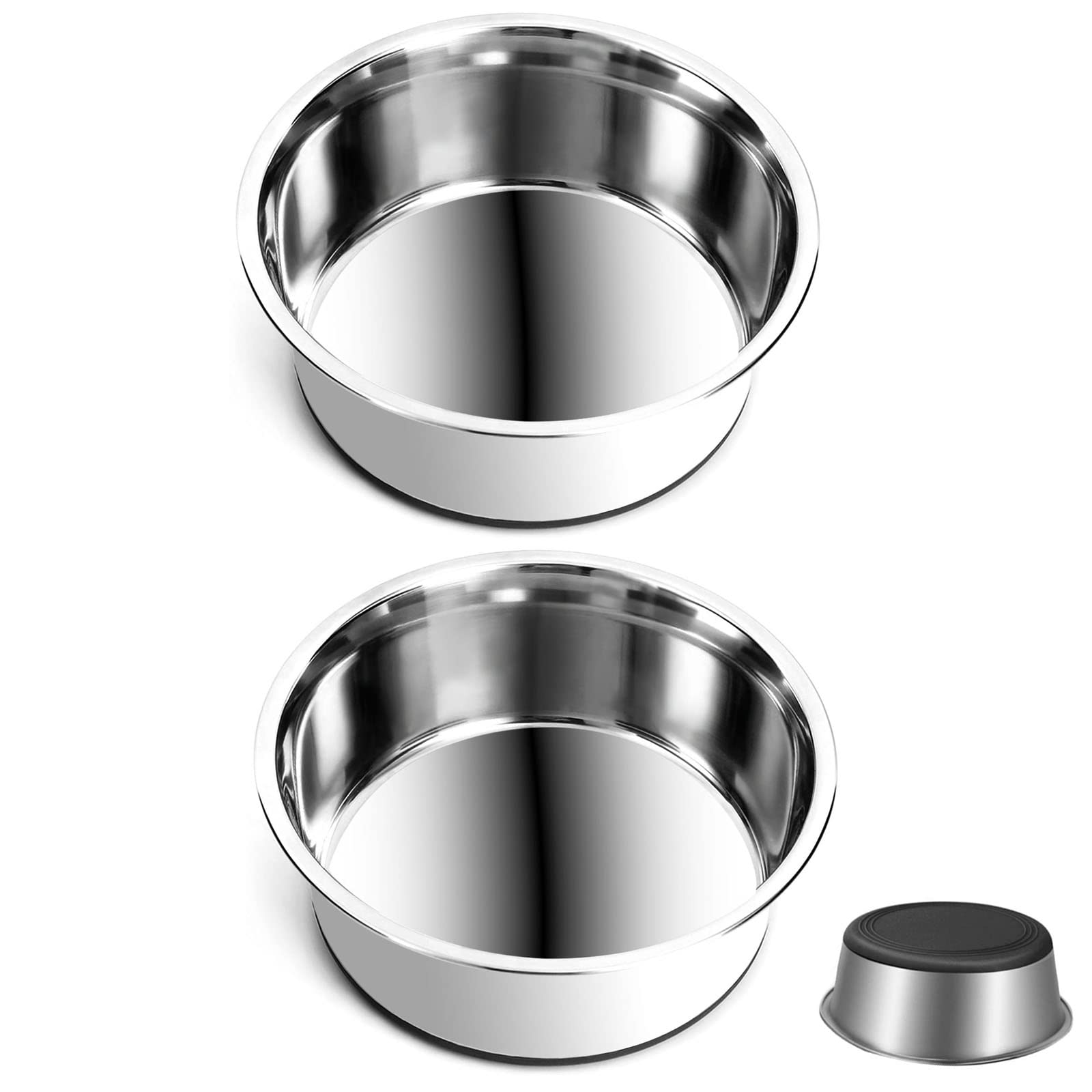 SUOXU Rutschfester Futternapf aus Edelstahl, 2 Stück Futternäpfe für Hunde und Katzen, Schale mit Silikonboden, kleine Tiere, Hunde, Futter-, Wassernäpfe (S, 14 cm)