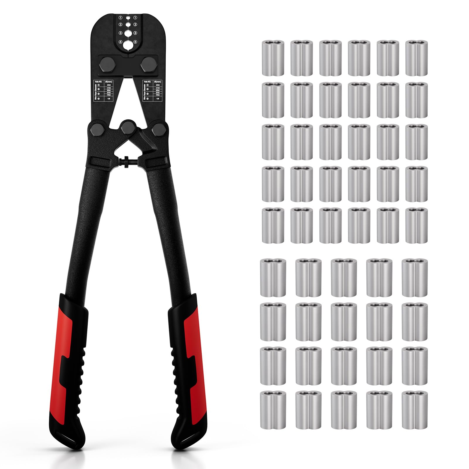 Sanuke Wire Rope Crimping Tool Kit, 3/64"-1/8" Steel Cable Swaging Tool