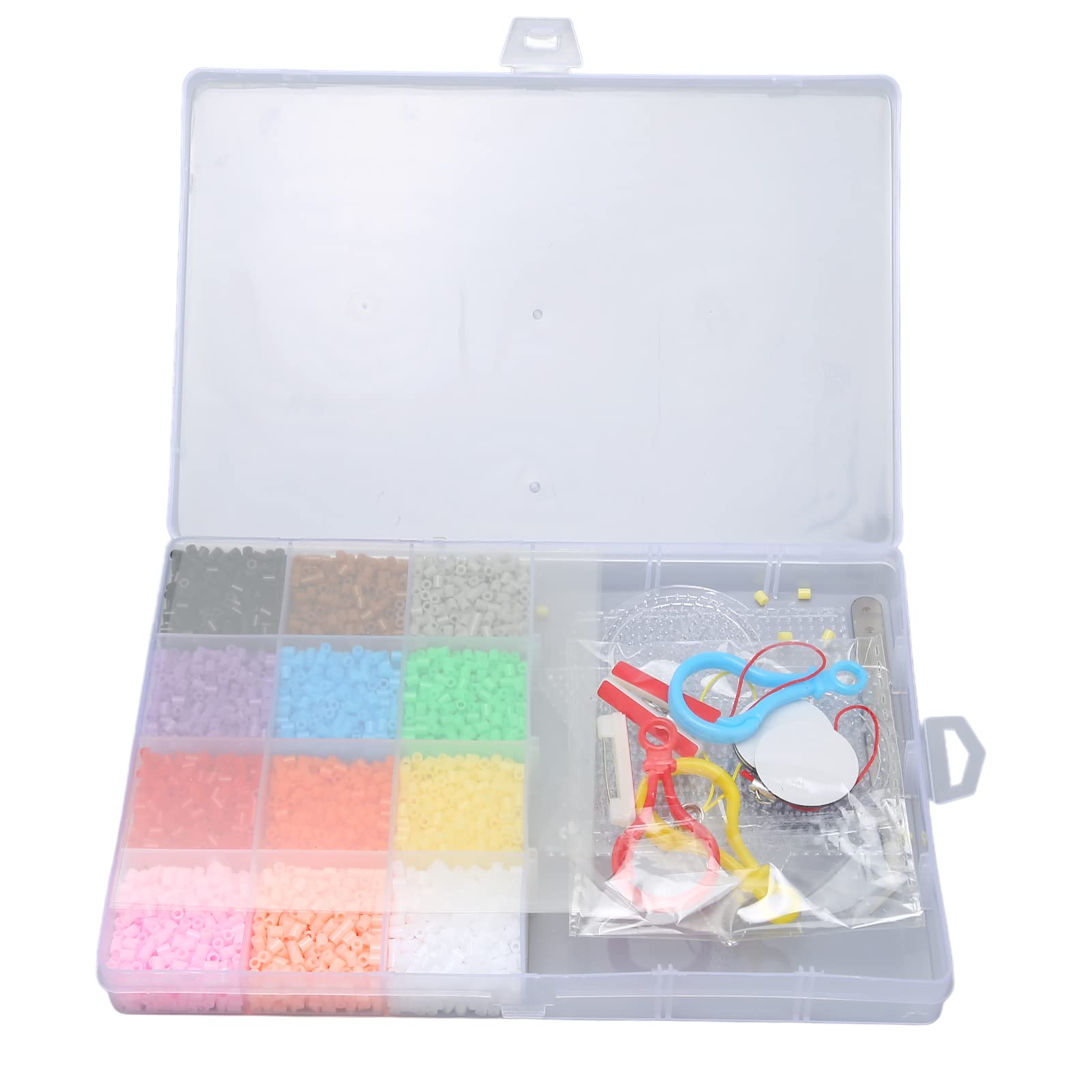 Kit De Cuentas De Fusión MOTOULAX | 12 Colores Y 3 Placas | 7800 Cuentas De 2.6 Mm | Manualidad Infantil Con Llaveros