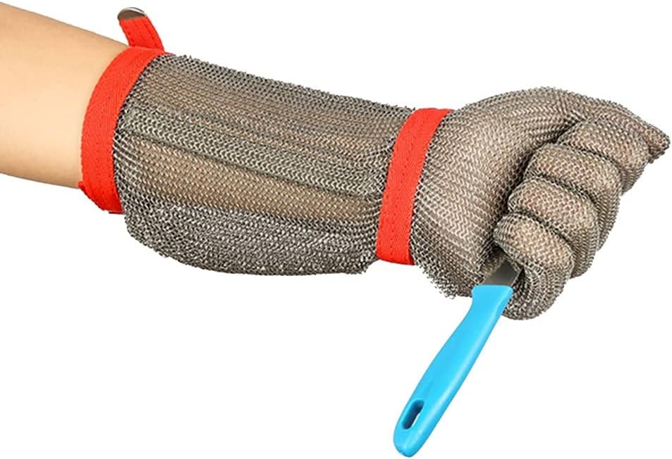 CXKJP Metal Cut Resistant Gloves Chain Gloves, Arm Guard Safety Work Gloves with Adjustable Wrist Strap (Color : Arm 19cm, Size : S/1 PCS)