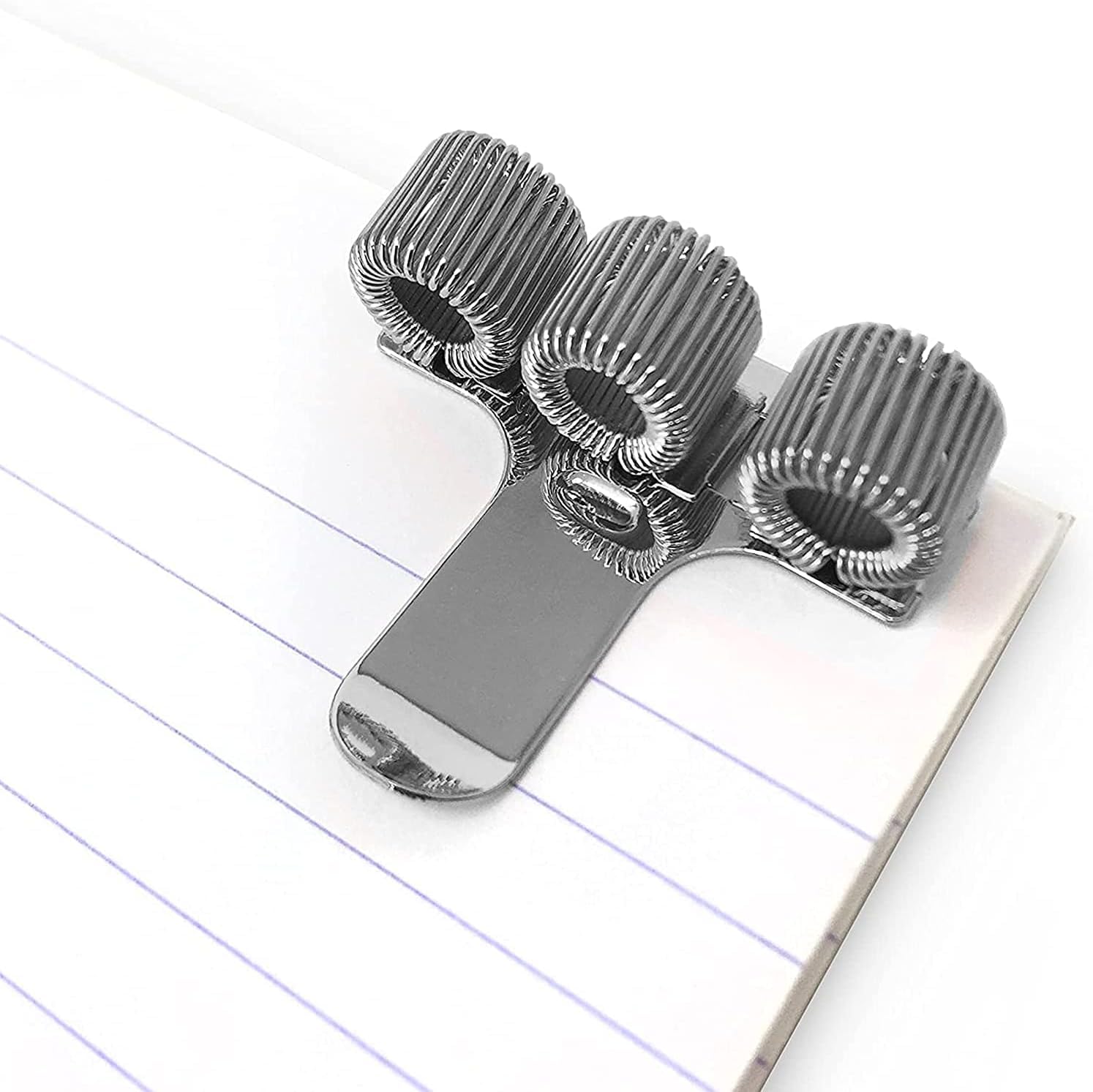 4 Clip Portapenne In Metallo - Argento Per Quaderni, Appunti E Tasca - Foto 8