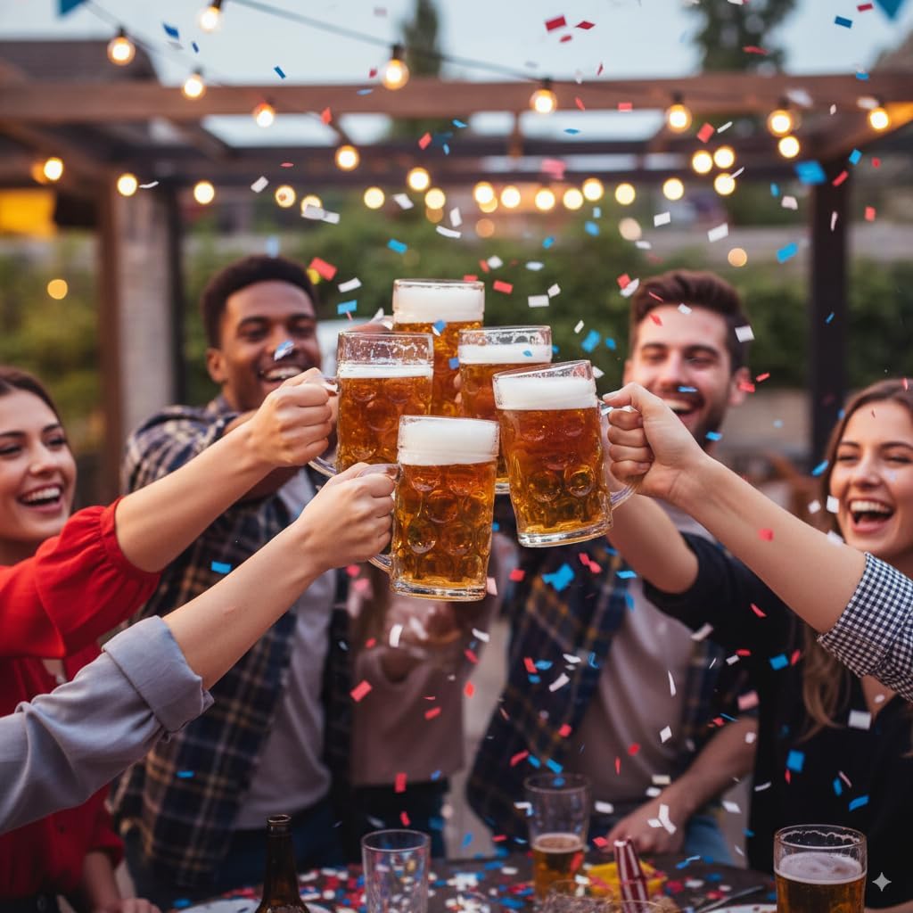 Beer Glass Set of 6, 21 oz Large Clear Glass Cups for Beer, Cocktails, Soda and Juice, Classic Drinking Glassware for Home, Bar and Parties