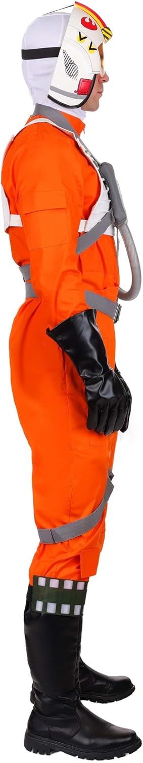 Mens Deluxe Star Wars X-Wing Pilot Costume Jumpsuit Outfit with Vest, Harness, Belt, Gloves, & Mask