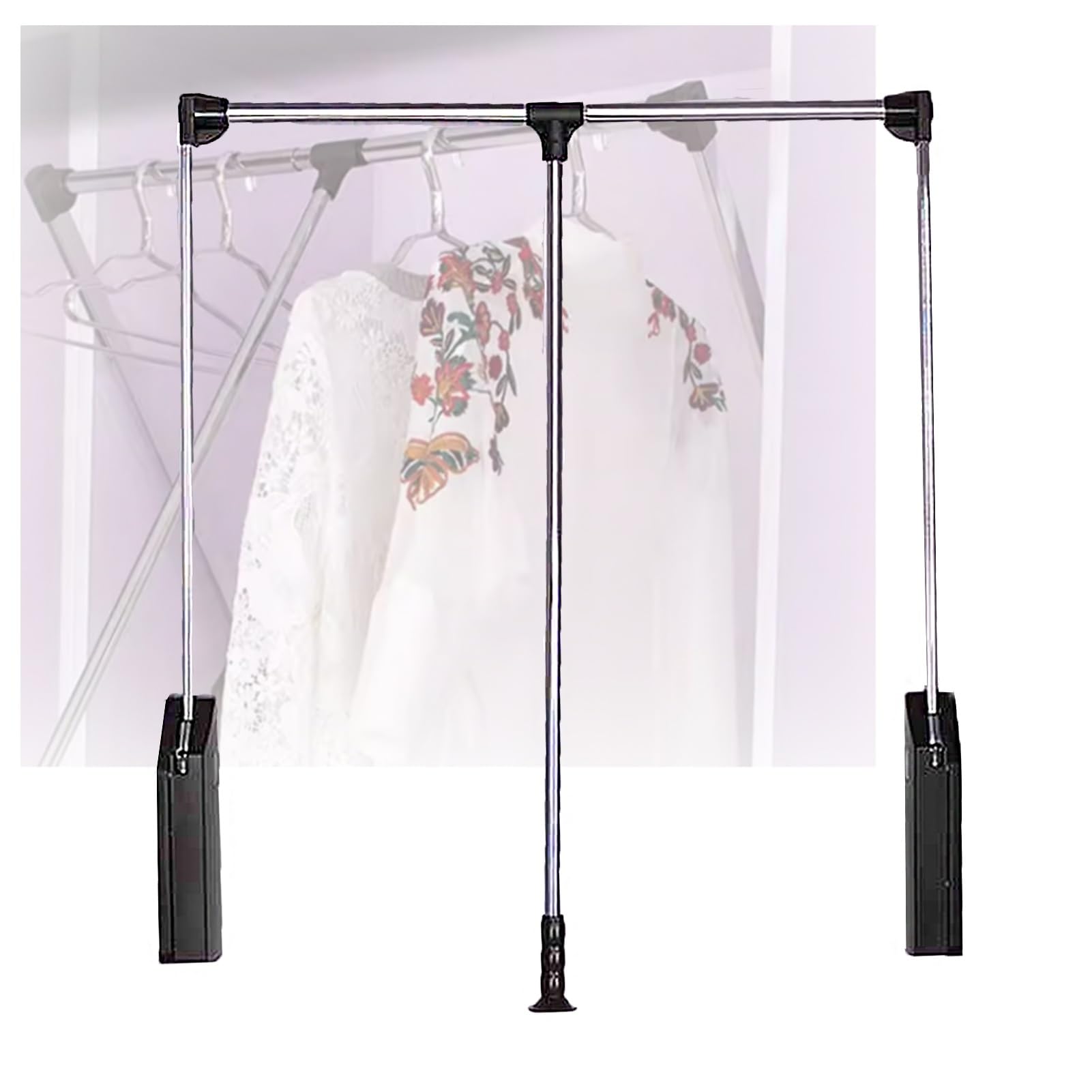 Tringle de penderie réglable escamotable et organiseur vêtements 150cm