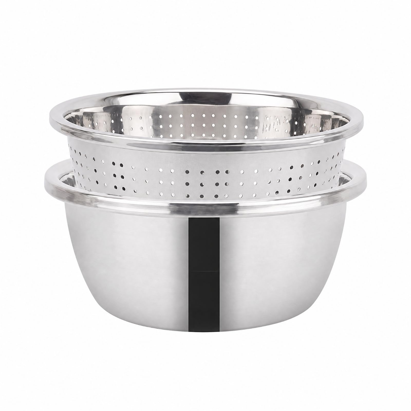 F Fityle 2 Piezas Acero Inoxidable con Colador Perforado Apilable Set Tazón Colador Acero Inoxidable Ahorra Espacio para Cocinas Pequeñas, 30 CM, Juego Tazón
