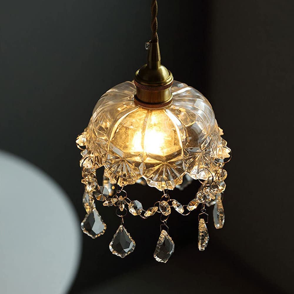 Iluminación de isla de cocina individual Lámparas de techo de araña pequeña, lámpara colgante de cristal de patrón nórdico Lámpara colgante de cristal para comedor Guardarropa Vestidor Dormitorio