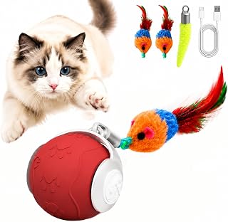 Speedy Pro Interactive Cat Ball Toy for Indoor Cats, 3-Speed Rolling Toy, Type-C Rechargeable Self-Moving Ball, Multiple Floors Mouse & Tail, Solo Play for Indoor