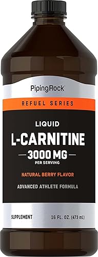 Piping Rock Líquido de L-carnitina 3000 mg Sabor a bayas Fórmula avanzada para atletas Suplemento de la serie Refuel Sin OMG, sin gluten
