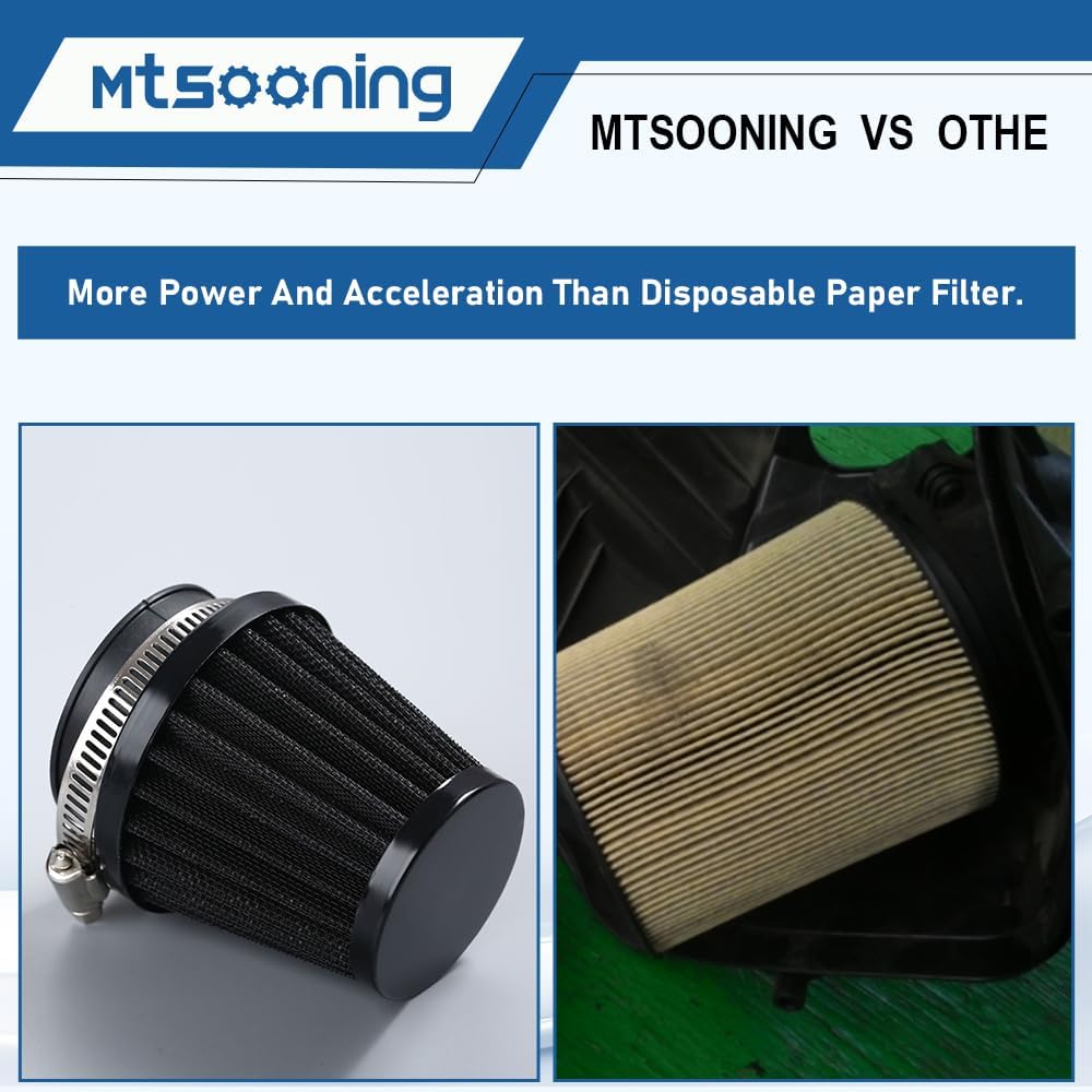 Mtsooning Universal Air Filter, 50mm Motorcycle Cone Intake Breather Cleaner Replacement for ATV Kart Dirt Pit Bike Motorcycle, Scooter, Minibike