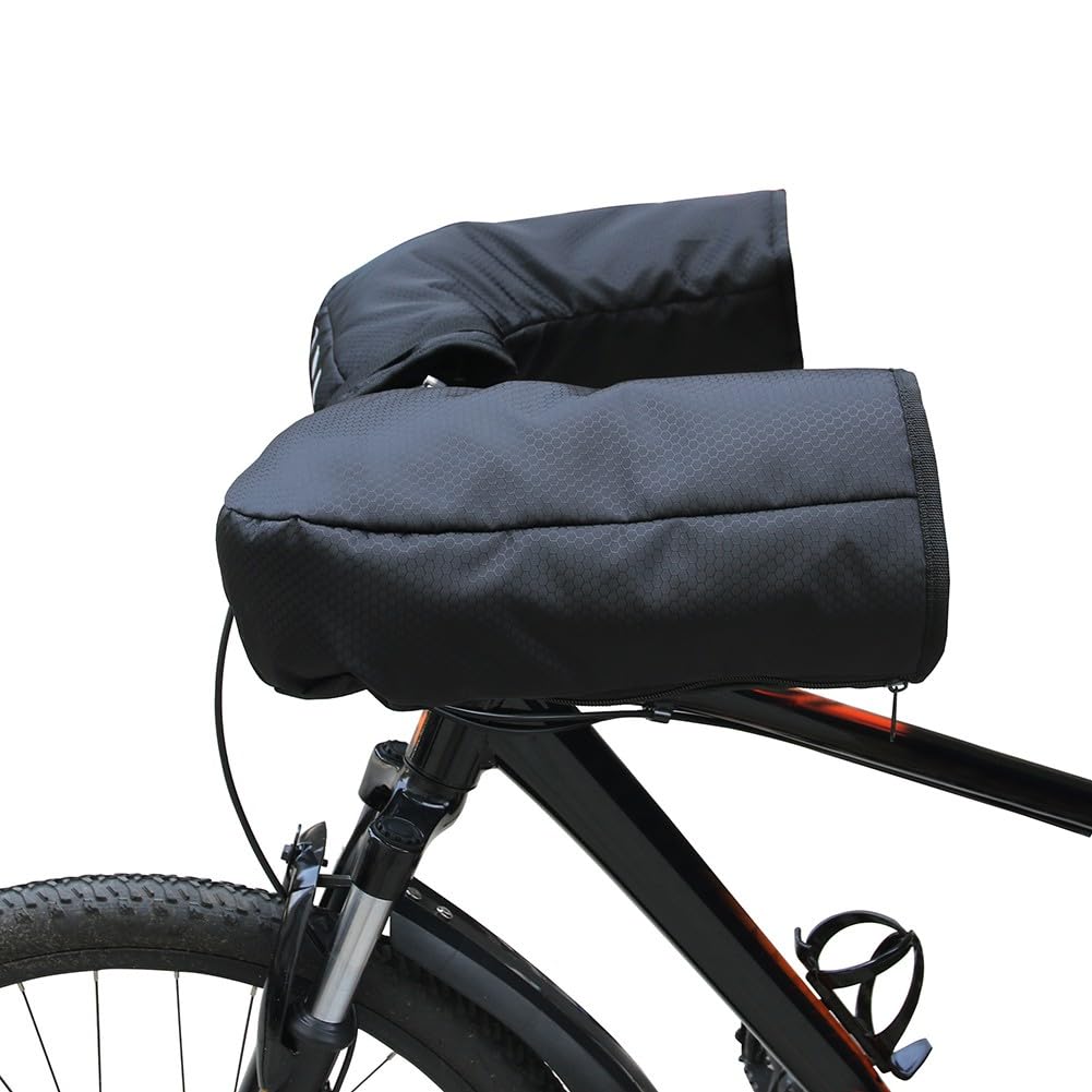Manoplas para manillar de bicicleta, guantes de ciclismo de invierno para bicicletas eléctricas de montaña con almohadillas reflectantes, impermeables, resistentes al viento, fundas cálidas