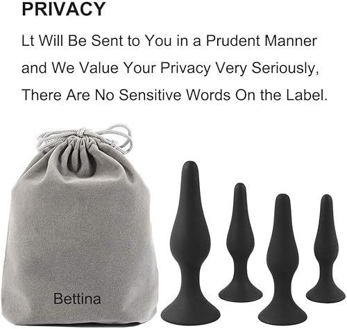 Miniatura 4 de Tapones anales de silicona para principiantes para mujeres y hombres, juego de 4 piezas (negro)