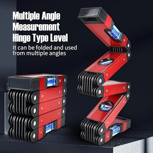 Miniatura 2 de Herramienta de nivel de aleación de aluminio de medición precisa y plegable multiángulo, 4 burbujas de nivel, herramienta de carpintería ideal para