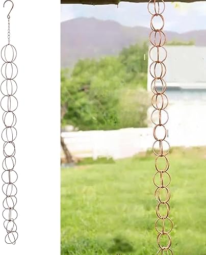 Miniatura 4 de Viento redondo, función de drenaje de cadena de lluvia de metal a prueba decorativa para patio para canaletas