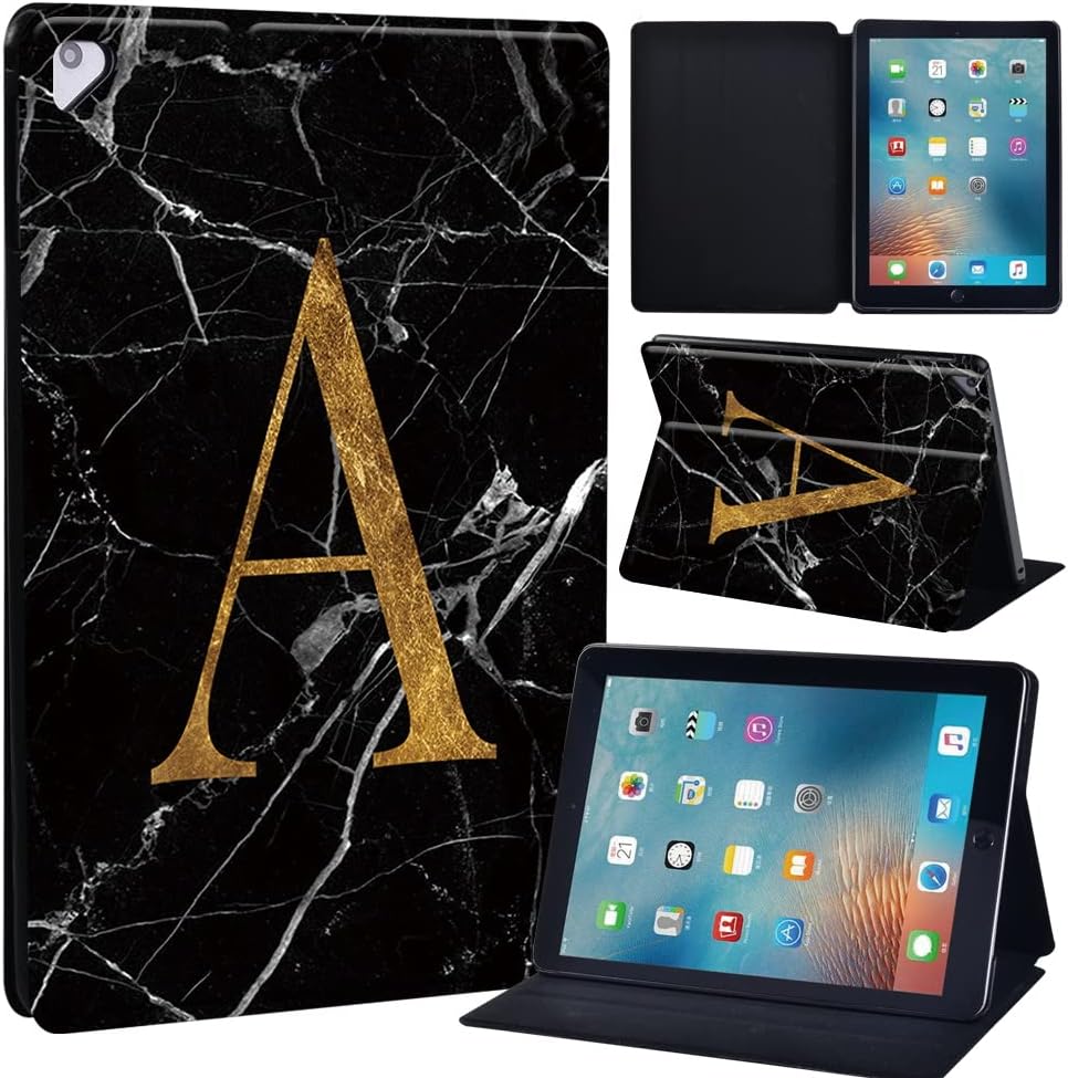 Initial Letter Leather slim lightweight Stand Cover Case for Apple New iPad 9.7 2018 2017(6th Gen