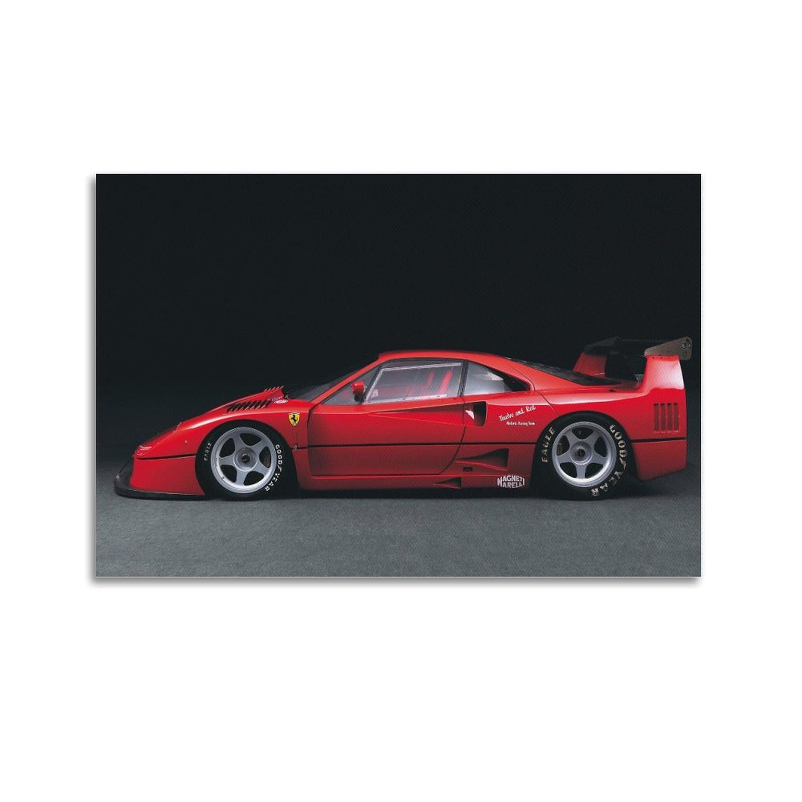 QLLS Racing Car Poster for Ferrari F40 Super Car Decorative Canvas Family Bedroom Artwork Picture Painting 16x24inch(40x60cm)