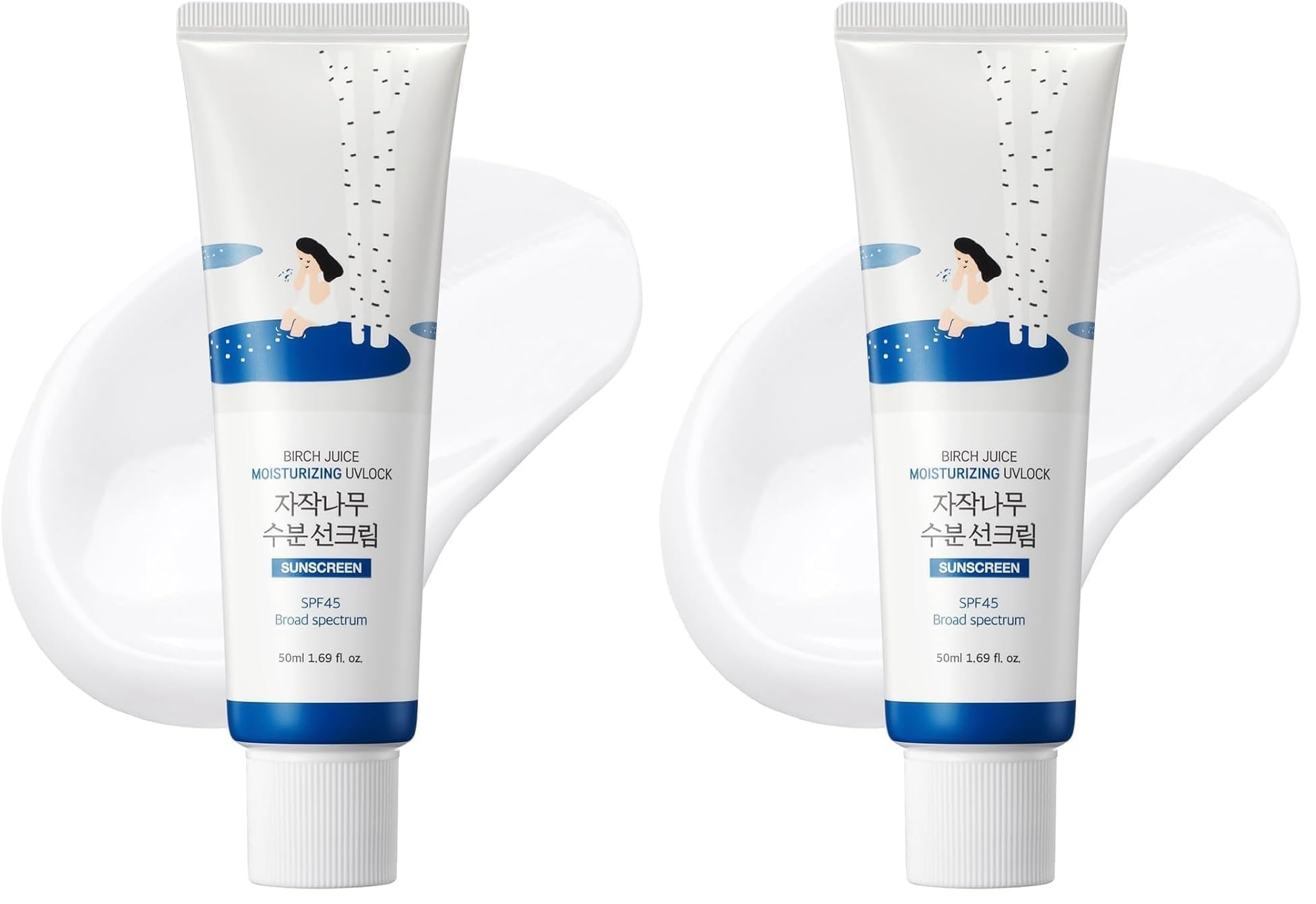 ROUND LAB Birch Juice Moisturizing Sunscreen SPF50 PA++++ (50 ml) (Packung mit 2)