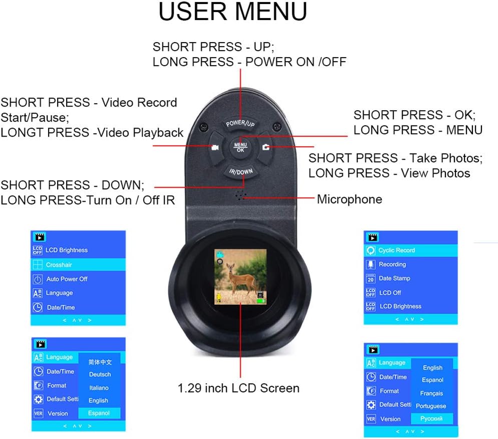 Digital Night Vision Monocular Scope Camera for Complete Darkness, Hunting Infrared Night Vision Rifle Scope Take Photos and Videos with 32GB Memory Card Megaorei 3