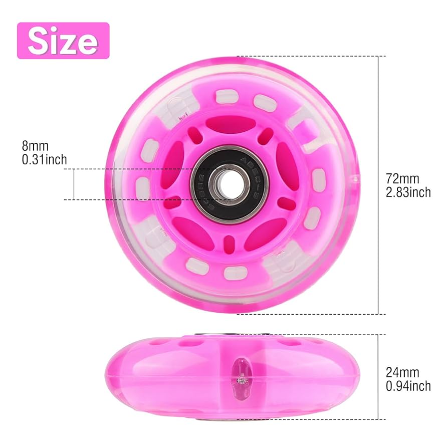 Inline Skate Roller Kit 72-80mm Diameter Illuminated Core 85A Hardness
