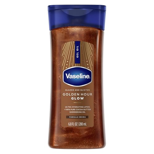 Vaseline Glazed and Glisten Golden Hour Body Gel Oil Glow Vanilla Cocoa Shimmering with...
