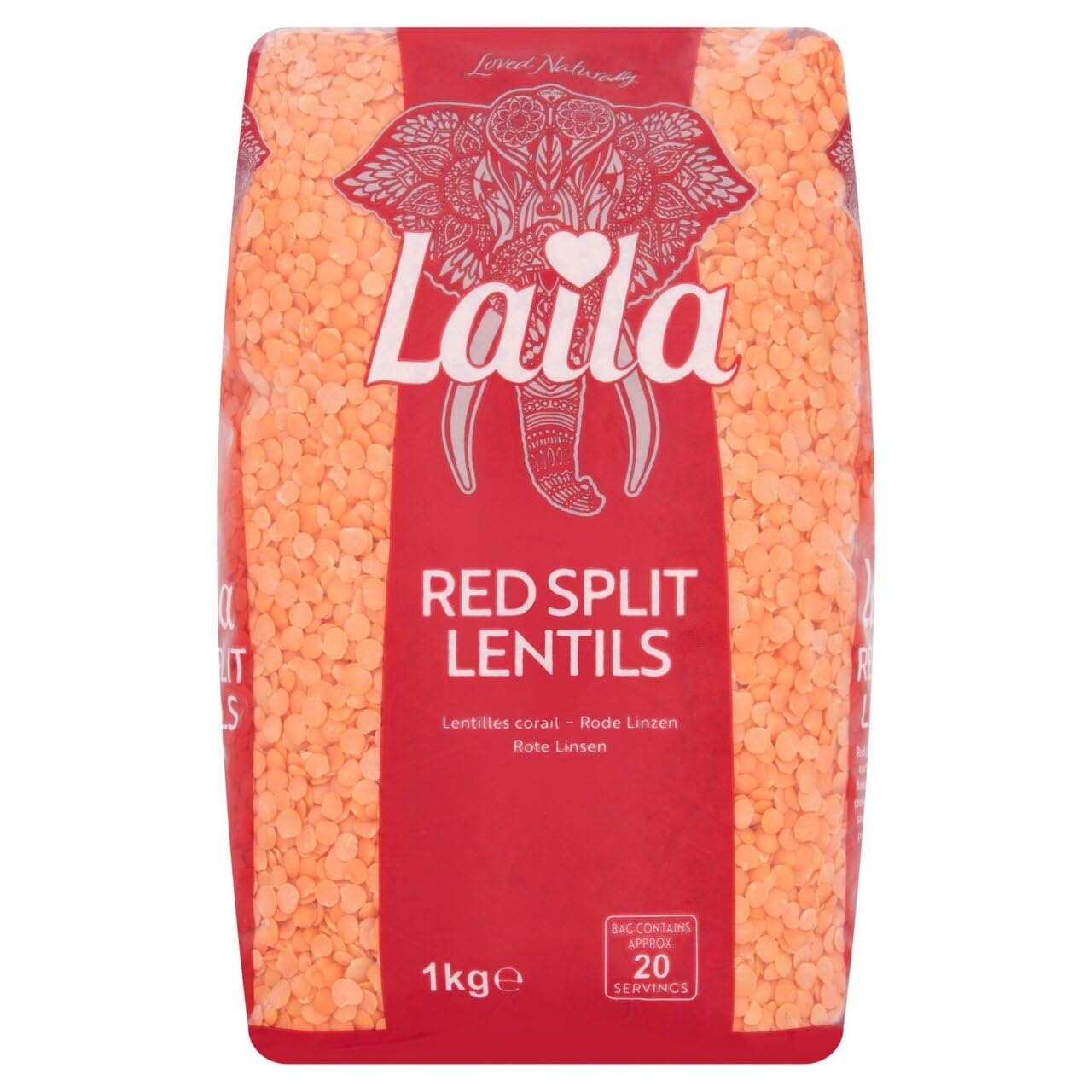 Laila Red Split Lentils 1Kg (Pack of 4)