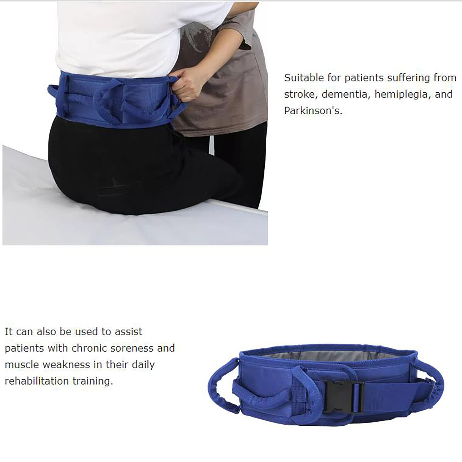 Cinturón de tracción para la Cintura para Personas Mayores, Correas de Asistencia para enfermería al Caminar, arnés de Transferencia para la Seguridad del Cuidado del Paciente, Asistencia de segu