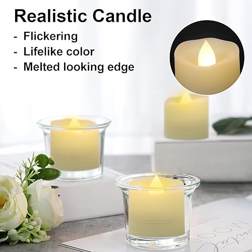 Miniatura 5 de Velas de té que funcionan con pilas con control remoto sin llama, velas votivas LED con temporizador, velas parpadeantes realistas, velas falsas
