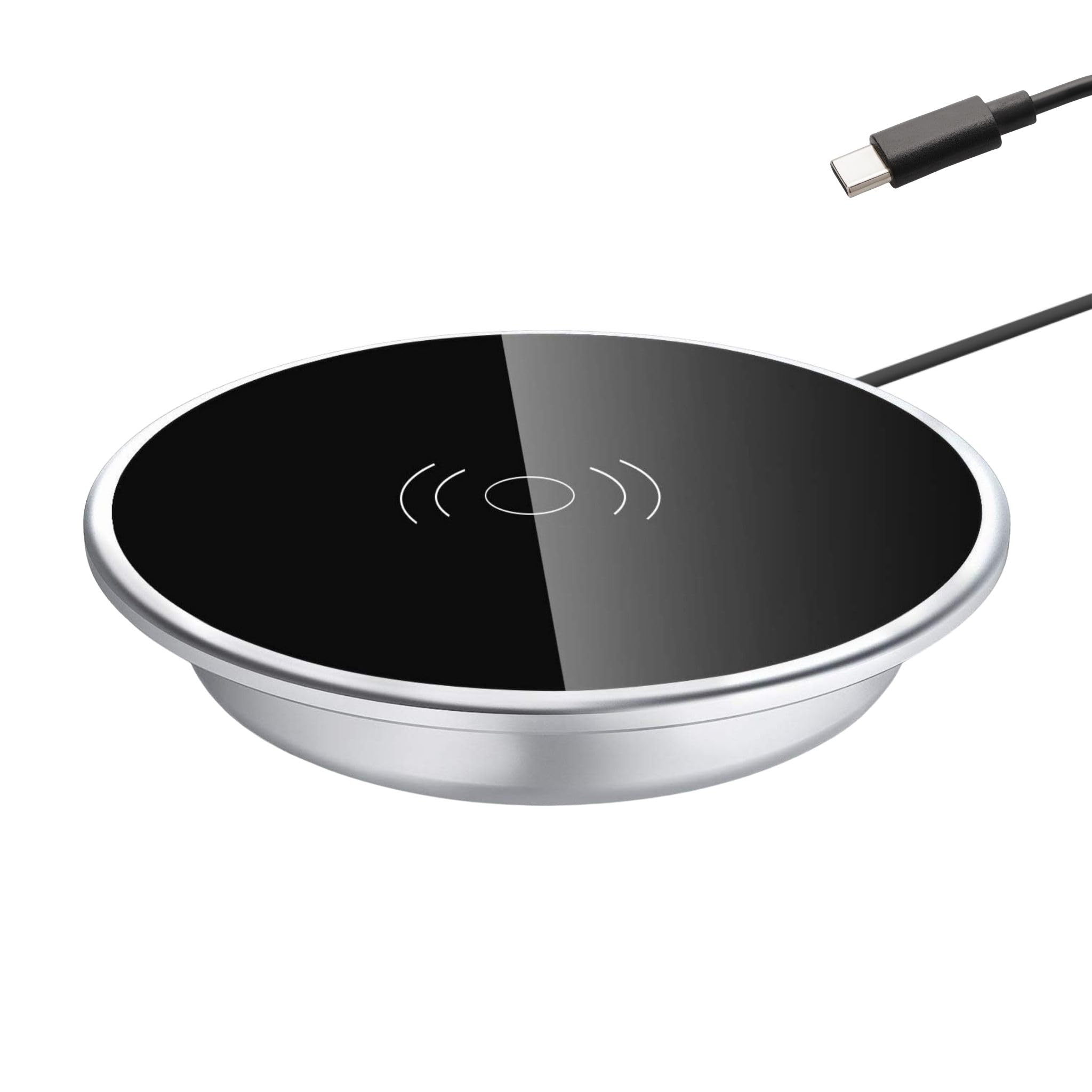 kalb | 15W Einbau drahtlos Ladegerät USB-C Ø 60mm Schnell Ladestation für Smartphones Möbel Induktion Schnellladegerät Wireless Charger Kabelloses Ladegerät