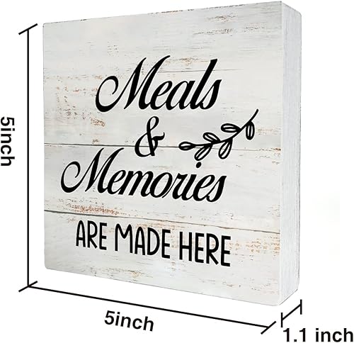 Miniatura 2 de Rustic Meals & Memories are Made Here - Cartel de madera divertido para cocina, caja de madera, decoración de estante de escritorio de cocina (5 x 5