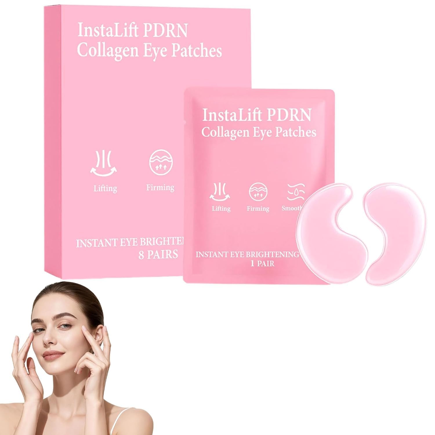 2 Set Hydrogel Eye Patches for Dark Circles & Puffiness, Collagen & PDRN Infused Under Eye Masks, Anti-Wrinkle Treatment for Fine Lines, 8 Pairs (2)