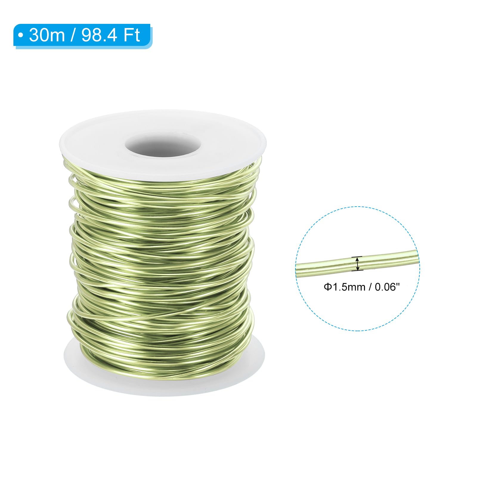 PATIKIL 15 Gauge 1.5mm Aluminum Craft Wire, 98.4 Ft Metal Wire Armature Bendable Wire for Jewelry Making Metal Wrap DIY Apple Green - Image 2