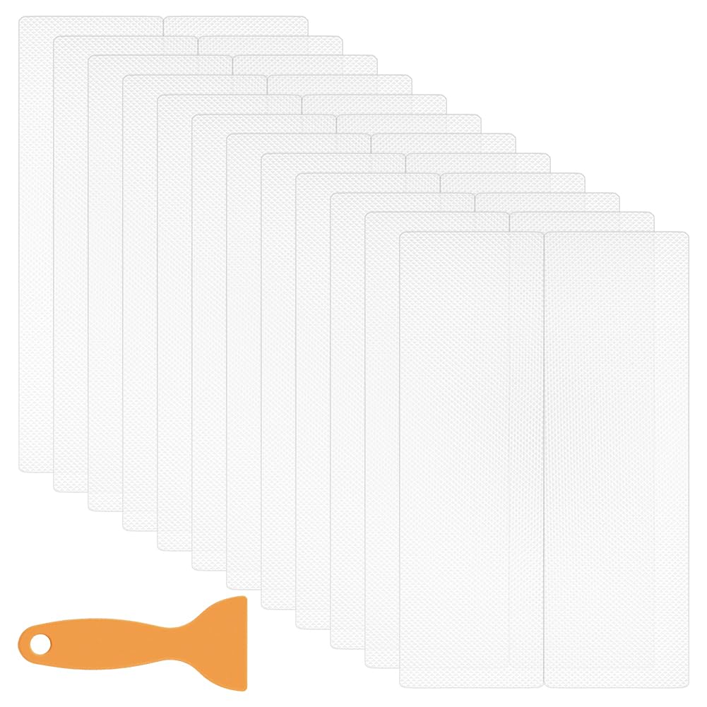 BENECREAT 24 Adesivo Antiscivolo per Doccia, Adesivi di Sicurezza per Il Bagno in PVC da 200x120x1mm con Raschietto per Il Pavimento del Bagno, Piscina e Scale, Chiaro