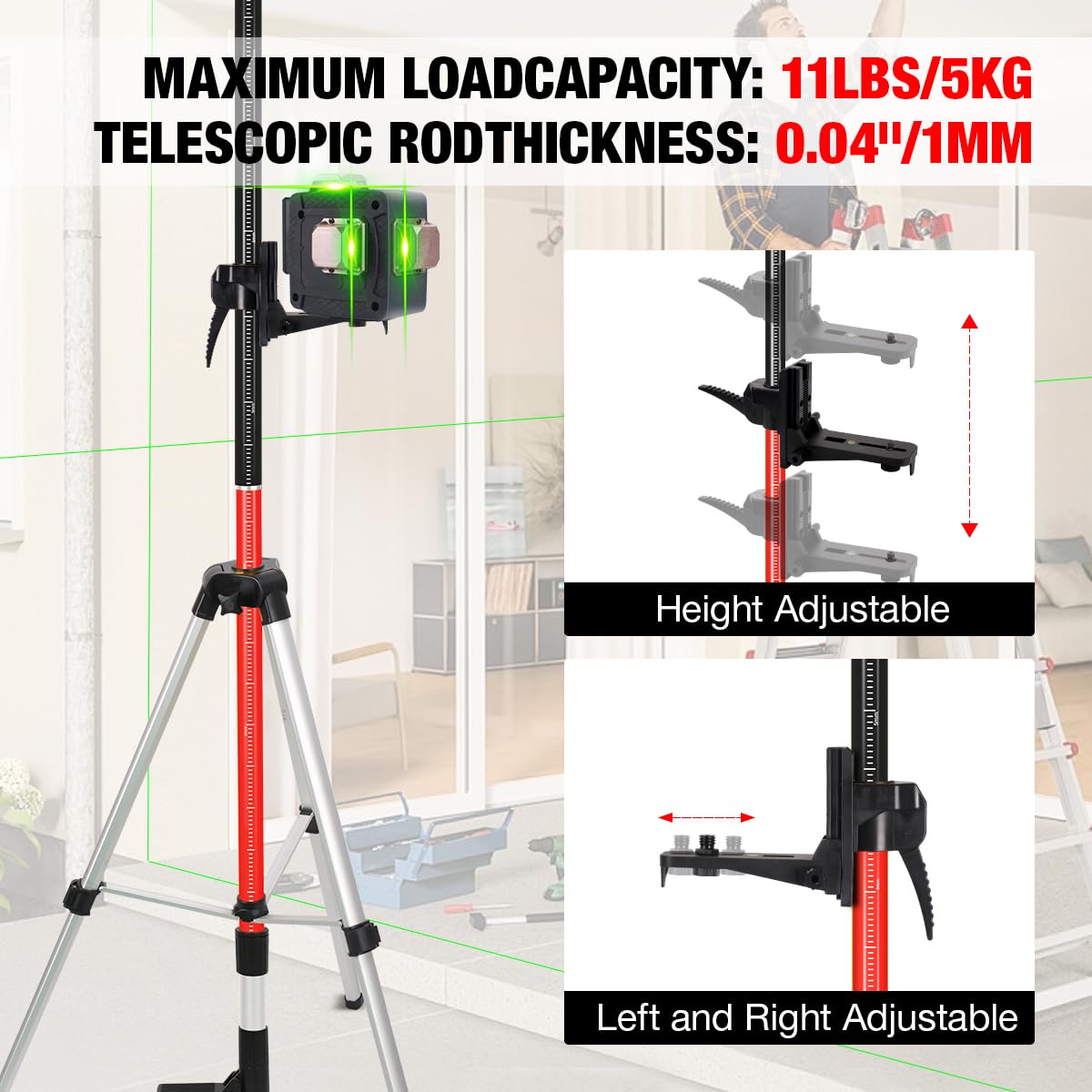 Laser Measurement Tool Portable - 1.2M Aluminum Alloy Tripod For Automatic Levels & Laser Tools Tripod Level Stand