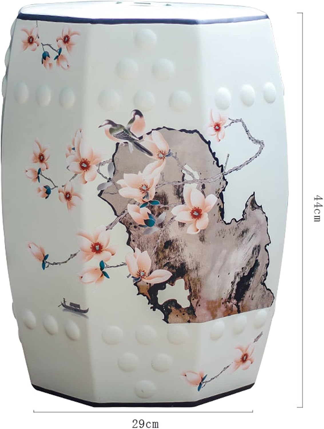 Decorative garden stools, Ceramic Drum Stool，Dressing Stool, Embroidered Pier，Garden Decorative Stool, Suitable for Garden, Patio, Lawn,Home Indoor & Outdoor(C)