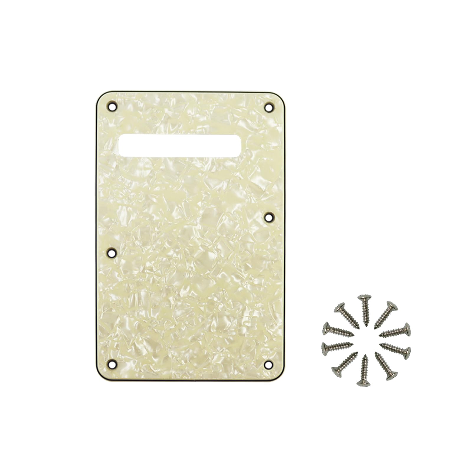 6-Hole Strat Backplate Cavity Cover for Fender, Aged Pearl 4Ply