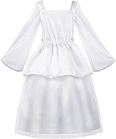 Vista 2 de ReliBeauty Disfraz de ángel para niños, vestido de tul de princesa blanco con alas y halo