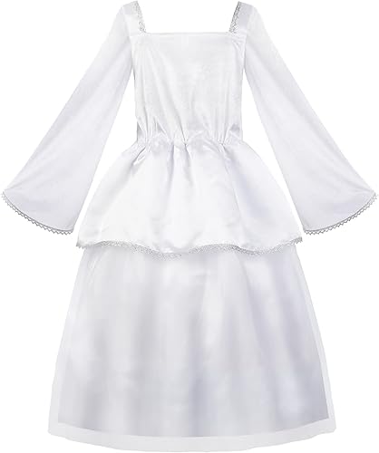Miniatura 2 de ReliBeauty Disfraz de ángel para niños, vestido de tul de princesa blanco con alas y halo