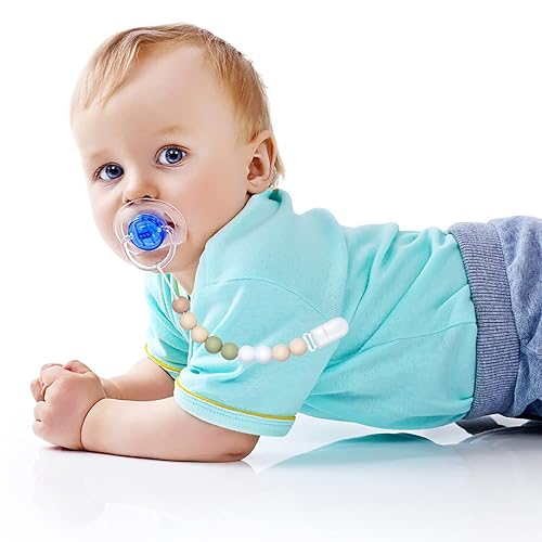 Miniatura 6 de Clips para chupete para bebés, niños y niñas, regalo de cumpleaños, paquete de 2 unidades (durazno rosa)