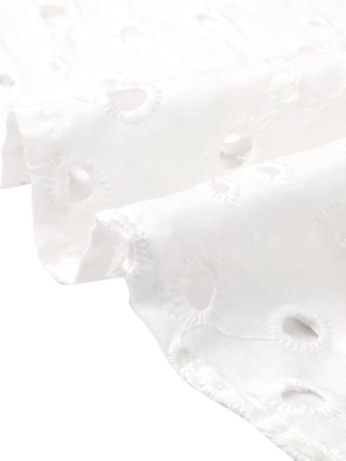 Allegra K Summer Eyelet Tops for Women Casual Ruffle Sleeves Crew Neck Hollow Out Lace Embroidered Blouses - Image 5