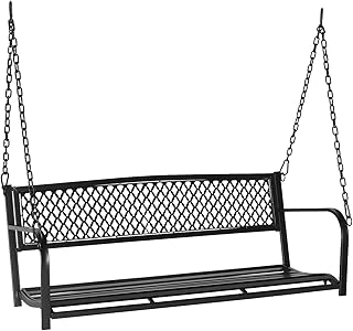 VINGLI Upgraded Metal Patio Porch Swing, 660 LBS Weight Capacity Steel P...