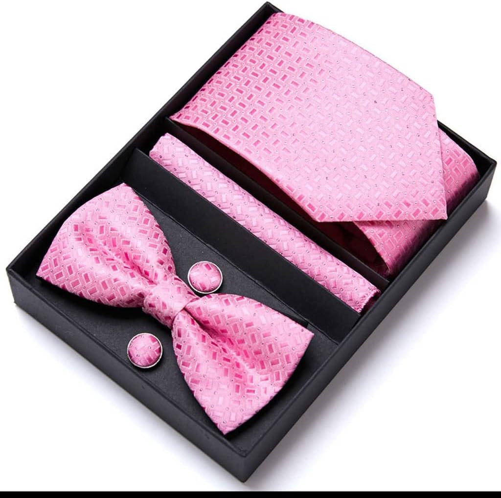 Men Bow Tie and Handkerchief Set Bowtie Slim Necktie