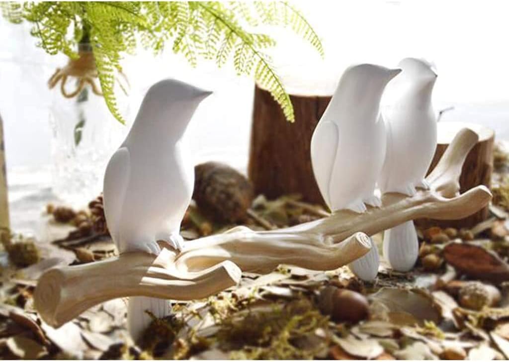 Iron Birds On Branch Hanger Wall Mounted Hook Decorative Wall Organizer Hanger for Home Office Kitchen - 3 Birds