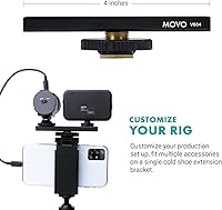 Vista 7 de Movo uVlogger - Kit de vlogging compatible con Android/USB-C Accesorios para smartphones: trípode, montaje, luz LED y micrófono de escopeta