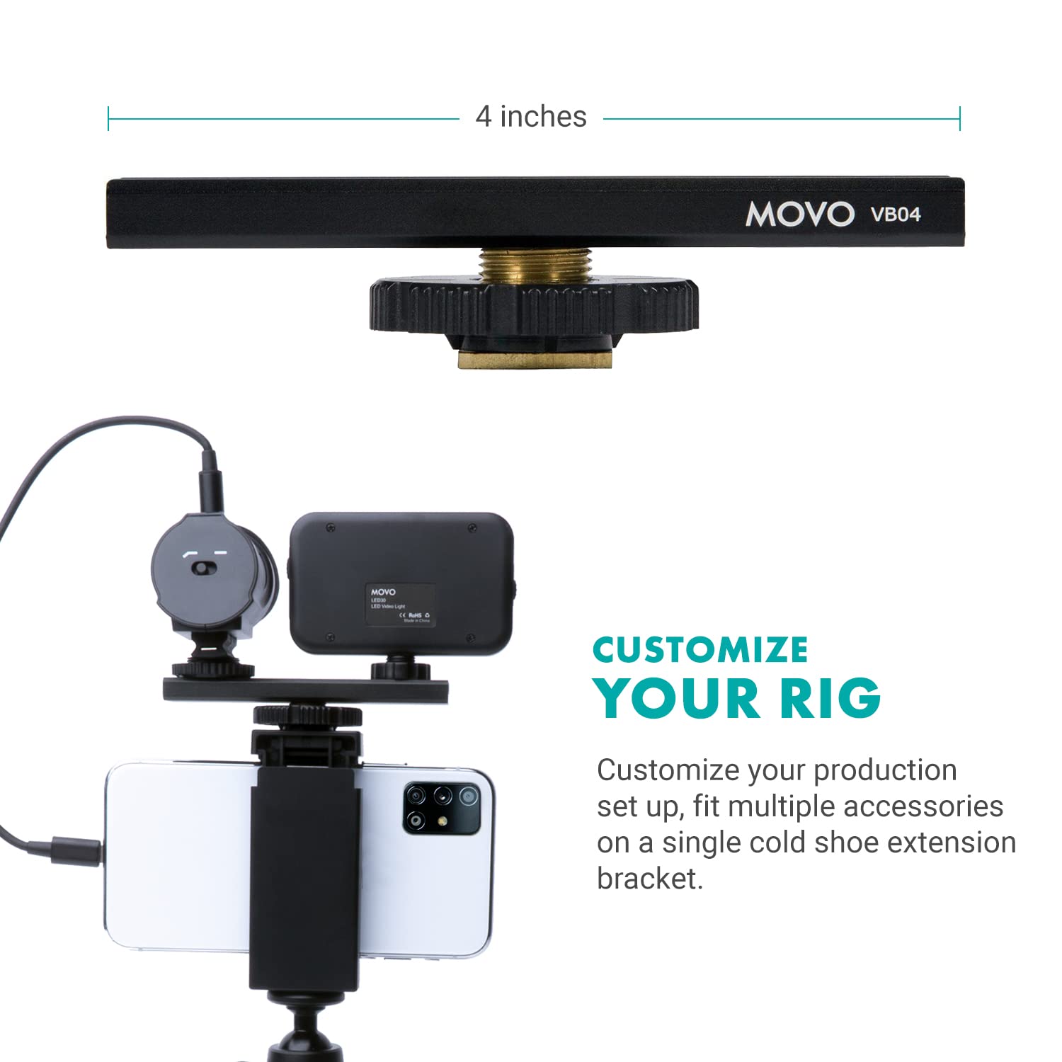 Movo uVlogger- Android/USB-C/iPhone 15 kompatibles Vlogging-Kit: Handy-Stativ, Handyhalterung, LED-Licht, Shotgun-Mikrofon - YouTube-Starter- und Content-Creator-Kit