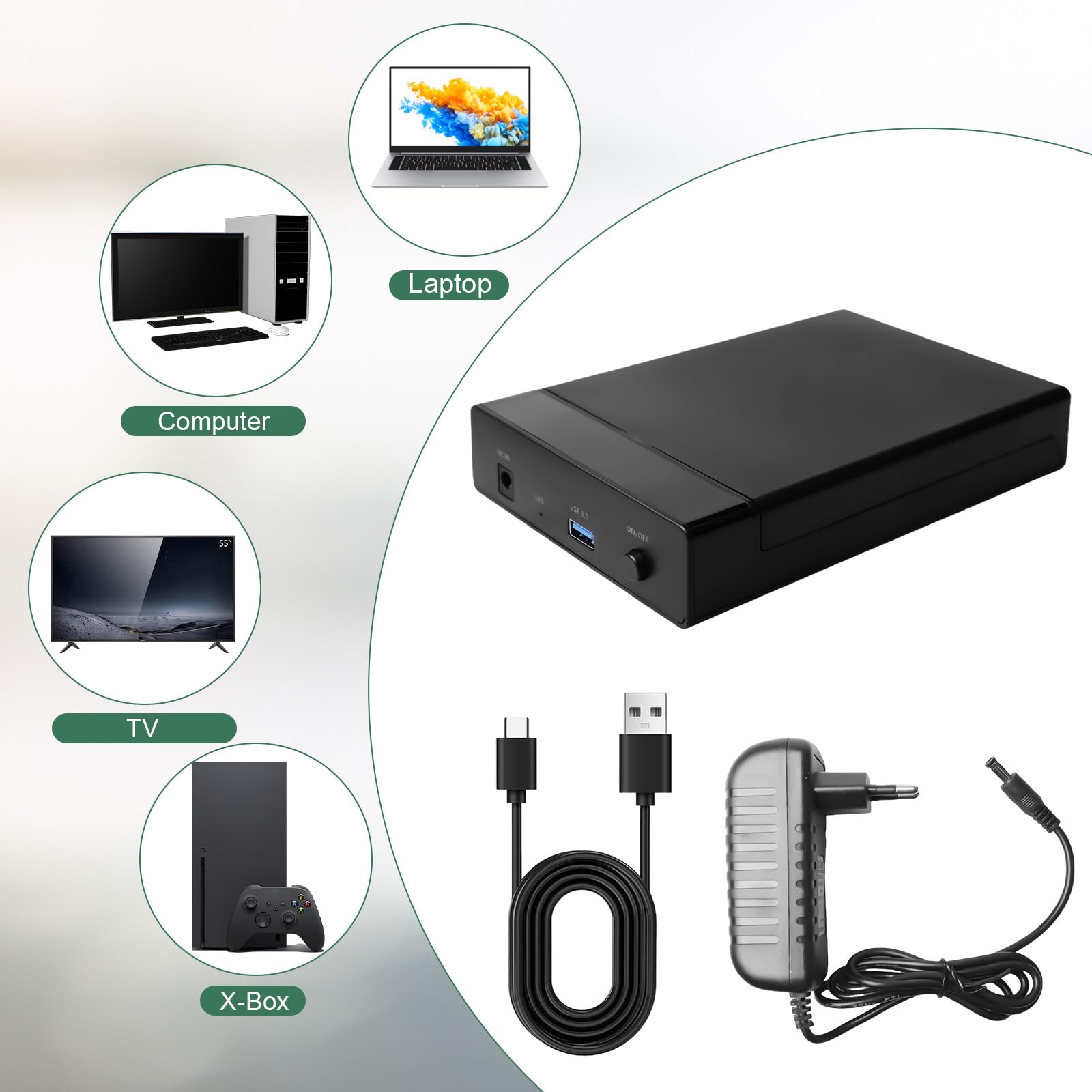 Docking station per hard disk: HDD USB3.0, stazioni per dischi rigidi SATA da 2,5 e 3,5", USB Type-A a USB Type-A, clonazione