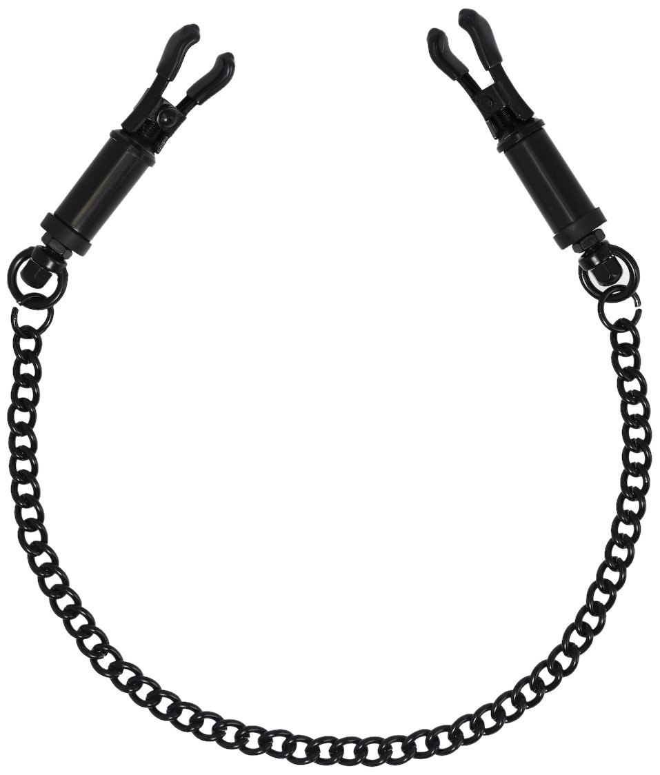 Rimba Bondage Play Nipple Clamps with Chain Black 7.8 x Ø 1.4 cm